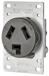 Leviton R20-05207-S10 Electrical Receptacle, Flush Mounting, 3-Pole, 125/250 V, 30 A, NEMA: NEMA 10-30R, Black