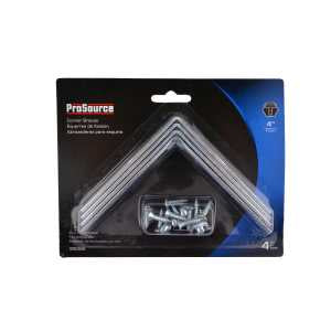 ProSource CB-B04-C4PS Corner Brace, 4 in L, 4 in W, 7/8 in H, Steel, Zinc-Plated, 3.1 mm Thick Material