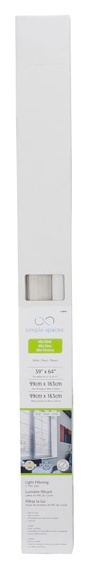 Simple Spaces PVCMB-12A Blind, 64 in L, 39 in W, Vinyl, White