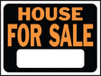 Hy-Ko Hy-Glo Series 3004 Identification Sign, Rectangular, House For Sale, Fluorescent Orange Legend, Black Background, Pack of 10