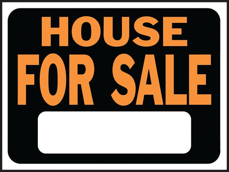Hy-Ko Hy-Glo Series 3004 Identification Sign, Rectangular, House For Sale, Fluorescent Orange Legend, Black Background, Pack of 10