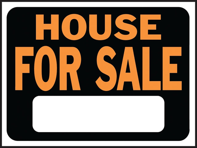 Hy-Ko Hy-Glo Series 3004 Identification Sign, Rectangular, House For Sale, Fluorescent Orange Legend, Black Background, Pack of 10