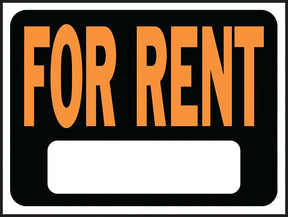 Hy-Ko Hy-Glo Series 3005 Identification Sign, 8-1/2 x 12 in Dimensions, Rectangular, FOR RENT, Fluorescent Orange Legend, Pack of 10