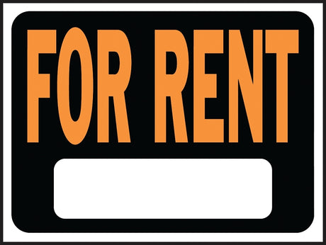 Hy-Ko Hy-Glo Series 3005 Identification Sign, 8-1/2 x 12 in Dimensions, Rectangular, FOR RENT, Fluorescent Orange Legend, Pack of 10