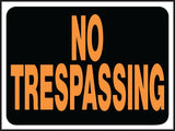 Hy-Ko Hy-Glo Series 3014 Identification Sign, 8-1/2 x 12 in Dimensions, Rectangular, NO TRESPASSING, Black Background, Pack of 10