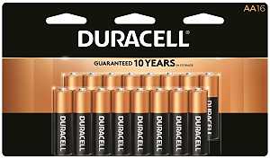 Duracell COPPERTOP MN1500 Series MN1500B16 Battery, 1.5 V Battery, AA Battery, Alkaline, Manganese Dioxide, 16/PK