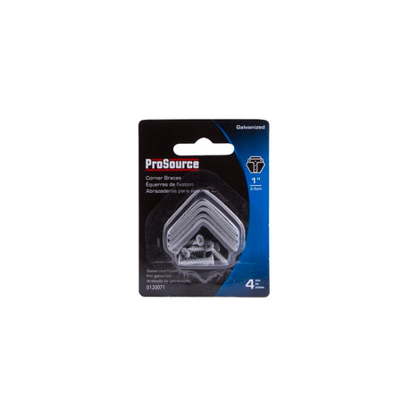 ProSource CB-G01-C4PS Corner Brace, 1 in L, 1 in W, 1/2 in H, Galvanized Steel, Galvanized, 1.8 mm Thick Material