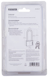ProSource HD-250DLS Padlock, Long Shackle, 5/16 in Dia Shackle, 3 in H Shackle, Steel Shackle, Brass Body, Solid Brass