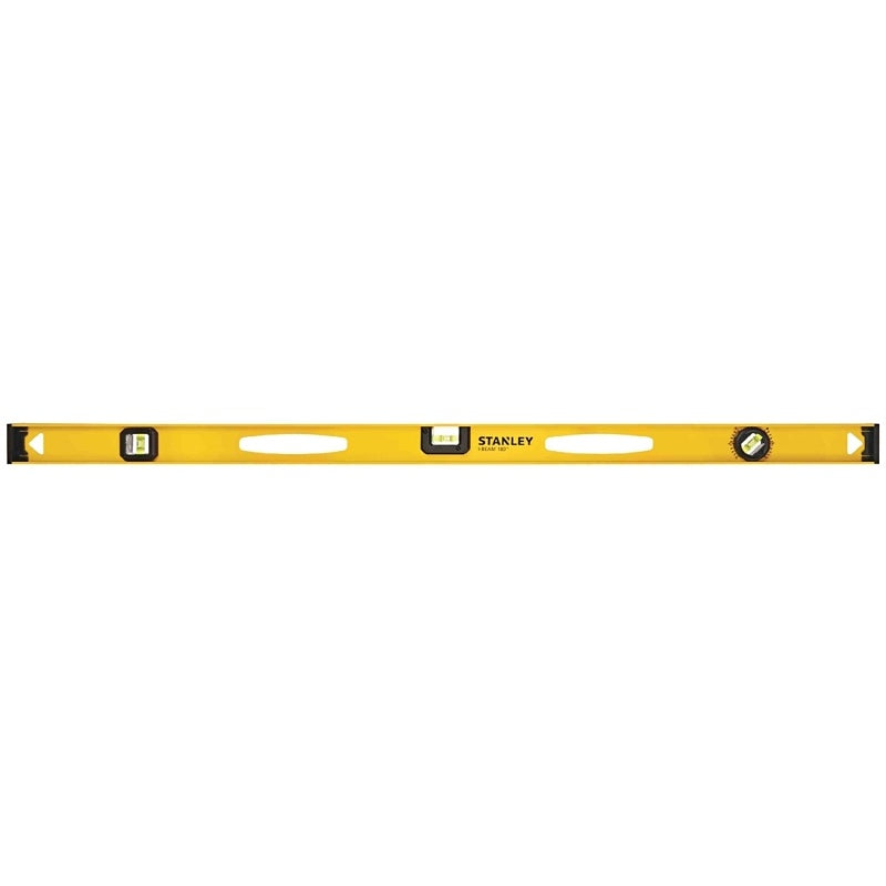 STANLEY 42-328 I-Beam Level, 48 in L, 3-Vial, 2-Hang Hole, Non-Magnetic, Black/Yellow, Aluminum