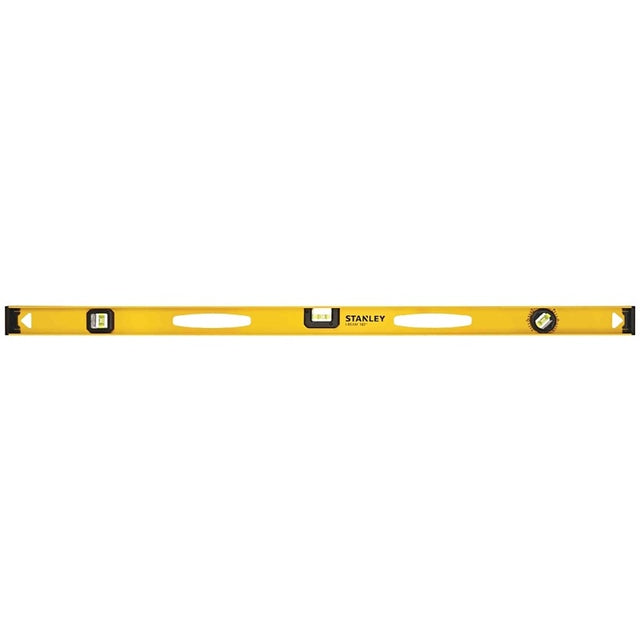 STANLEY 42-328 I-Beam Level, 48 in L, 3-Vial, 2-Hang Hole, Non-Magnetic, Black/Yellow, Aluminum