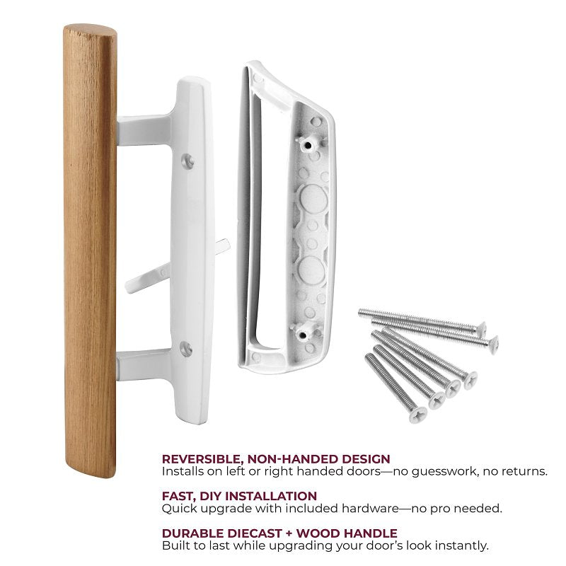 Prime-Line C 1204 Door Pull Set, 2-1/8 in W, 1-13/16 in D, Wood, Painted
