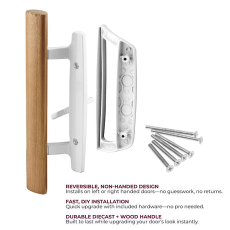Prime-Line C 1204 Door Pull Set, 2-1/8 in W, 1-13/16 in D, Wood, Painted