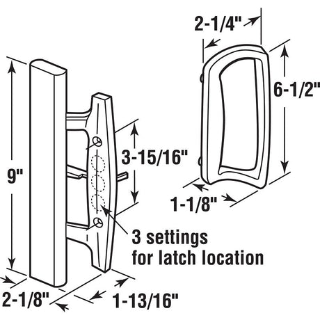 Prime-Line C 1204 Door Pull Set, 2-1/8 in W, 1-13/16 in D, Wood, Painted
