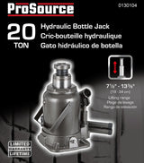ProSource T010520 Hydraulic Short Bottle Jack, 20 ton, 7-1/2 to 13-3/8 in Lift, Steel, Gray