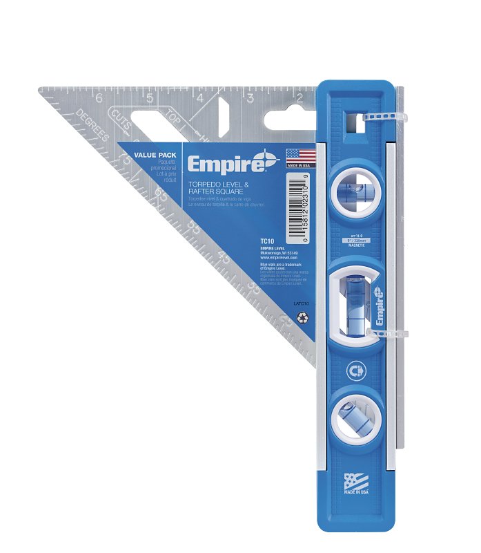 Milwaukee TC10-30 Torpedo Level and Square Combo, 9 in L, Magnetic, Aluminum/Plastic, Blue/Silver