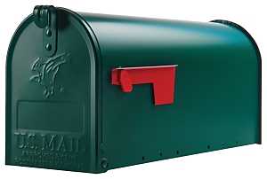 Gibraltar Mailboxes Elite Series E1100G00 Mailbox, 800 cu-in, Steel, Powder-Coated, 6.9 in W, 20.1 in D, 8.9 in H, Green