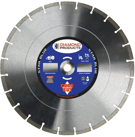 Diamond Products 85261 Circular Saw Blade, 14 in Dia, Diamond Cutting Edge, Universal Arbor
