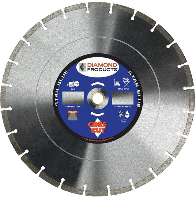 Diamond Products 85261 Circular Saw Blade, 14 in Dia, Diamond Cutting Edge, Universal Arbor
