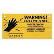 Zareba WS3 Electric Fencing Warning Sign, Rectangular, Black Legend, Yellow Background, Polypropylene, 10-3/8 in L
