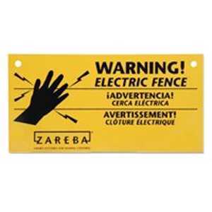 Zareba WS3 Electric Fencing Warning Sign, Rectangular, Black Legend, Yellow Background, Polypropylene, 10-3/8 in L