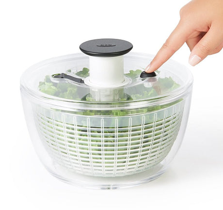 Good Grips 1045409 Salad and Herb Spinner, 2.44 qt Basket, 3.03 qt Bowl Capacity, 8 in Dia, 7 in H, Clear