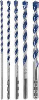 Bosch HCBG501T Hammer Drill Bit Set, 5-Piece, Carbide, Includes: (1) 5/32 x 2 in, (1) 3/8 in x 4 in x 6 in Bits