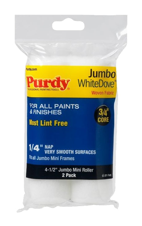 Purdy 140624010 Jumbo Mini Roller Cover, 1/4 in Thick Nap, 4-1/2 in L, Dralon Fabric Cover