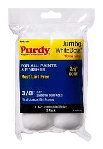 Purdy 14G624012 Jumbo Mini Roller Cover, 3/8 in Thick Nap, 4-1/2 in L, Dralon Fabric Cover