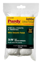 Purdy Ultra Finish 140624052 Jumbo Mini Roller Cover, 3/8 in Thick Nap, 4-1/2 in L, Microfiber Cloth Cover