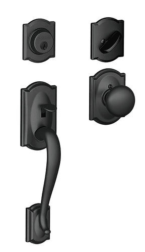 Schlage F Series F60 CAM 622 PLY Combination Lockset, Mechanical Lock, Knob Handle, Round Design, Matte Black, Yes