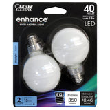 Feit Electric BPG1640W950CAFIL2 LED Bulb, G16 1/2 Lamp, 40 W Equivalent, E12 Lamp Base, Dimmable, Frost