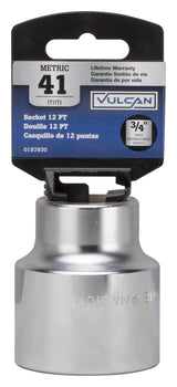 Vulcan MT-SM6041 Drive Socket, 41 mm Socket, 3/4 in Drive, 12-Point, Chrome Vanadium Steel, Chrome