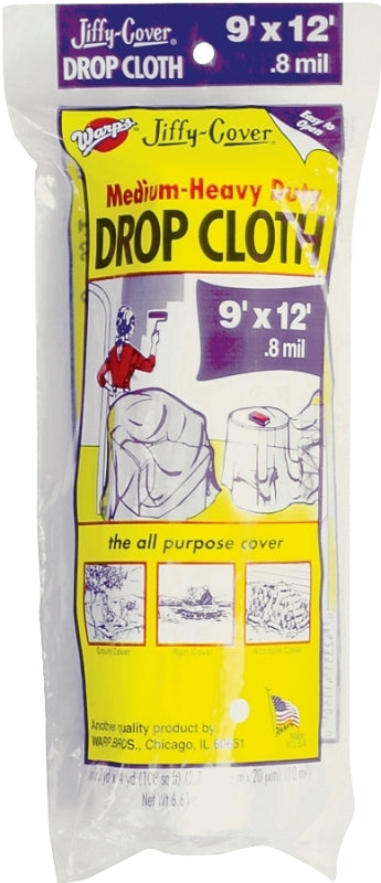 Warp's 8JC-912 Drop Cloth, 12 ft L, 9 ft W, Plastic