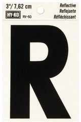 Hy-Ko RV-50/R Reflective Letter, 2-1/2 in W x 4 in H Dimensions, Character: R, 3 in H Character, Black Character, Vinyl, Pack of 10
