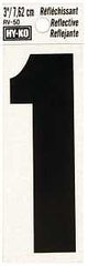 Hy-Ko RV-50/1 Reflective Sign, Character: 1, 3 in H Character, Black Character, Silver Background, Vinyl, Pack of 10