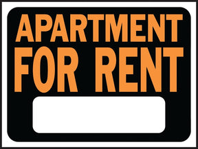 Hy-Ko Hy-Glo Series 3001 Identification Sign, 8-1/2 x 12 in Dimensions, Rectangular, APARTMENT FOR RENT, Plastic, 10/PK, Pack of 10