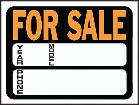 Hy-Ko Hy-Glo Series 3031 Identification Sign, 8-1/2 x 12 in Dimensions, FOR SALE, Fluorescent Orange Legend, Plastic, Pack of 10
