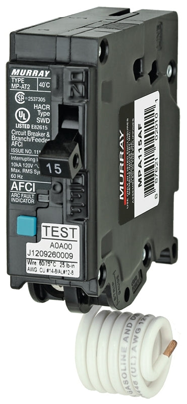 Siemens MP115AFC Circuit Breaker, AFCI, Combination, 15 A, 1 -Pole, 120 V, Common Trip, Plug Mounting