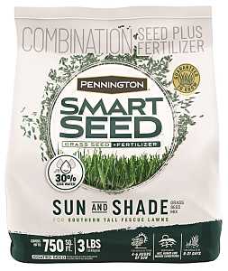 Pennington SMART SEED 100543722 Grass Seed and Fertilizer Mix, 3 lb Bag