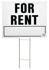 Hy-Ko LFR-4 Lawn Sign, Rectangular, FOR RENT, Black Legend, White Background, Plastic, 19 in H x 24 in W Dimensions, Pack of 5