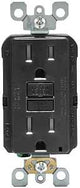 Leviton R95-GFTR1-0KE GFCI Duplex Receptacle, Polycarbonate, Black, 2-Pole, 15 A, 125 V, Back, Side Wiring