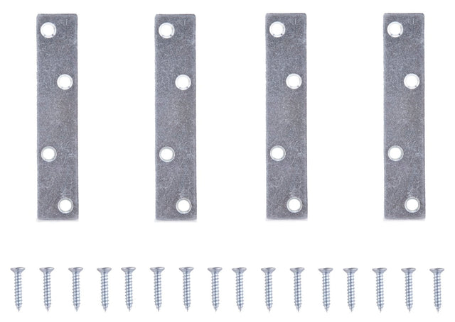 ProSource MP-Z04-C4PS Mending Plate, 4 in L, 7/8 in W, Steel, Screw Mounting