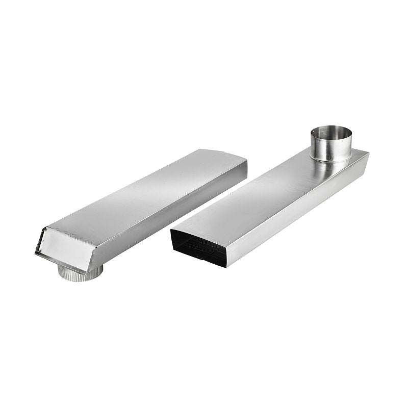Lambro 3005 Dryer Vent Duct, 18 to 30 in L, 2 in W, 6 in H, 90 deg Angle, Aluminum