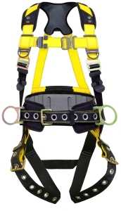 Guardian Fall Protection 37194 Full Body Harness, XL/2XL, 130 to 420 lb, Polyester Webbing, Black/Yellow