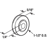 Prime-Line D 1503 Door Roller, 1/4 in ID x 1-1/4 in OD Dia Roller, 5/16 in W Roller, Steel, 2-Roller