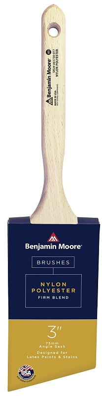 Benjamin Moore U61730-017 Paint Brush, Firm Brush, 3-3/16 in L Bristle, Nylon/Polyester Bristle, Angular Handle
