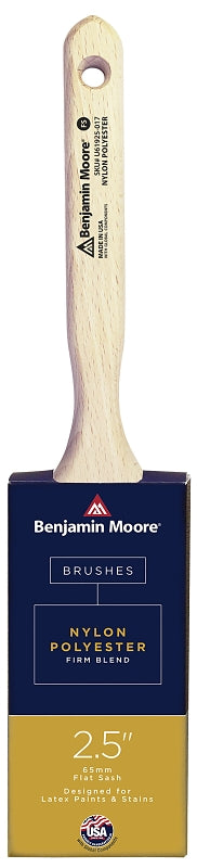 Benjamin Moore U61925-017 Paint Brush, Firm, Flat Brush, 2-15/16 in L Bristle, Nylon/Polyester Bristle