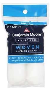 Benjamin Moore U66301-018 Woven Mini Roller Cover, White, 3/8 in Thick Nap, 4 in L, 2/PK