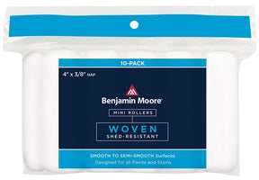 Benjamin Moore U66302-018 Woven Mini Roller Cover, White, 3/8 in Thick Nap, 4 in L, 10/PK