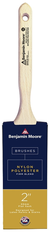 Benjamin Moore U61920017 Paint Brush, Flat Edge Brush, 2-11/16 in L Bristle, Nylon/Polyester Bristle, Sash Handle